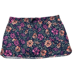 St Johns Bay 4X Skort Navy Blue Purple Floral Stretch Mid Rise Skirt with Shorts